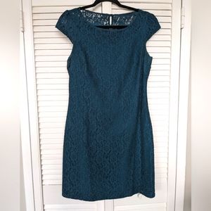 Jacob Deep Teal Floral Lace Dress